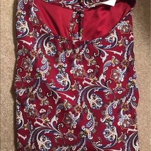 Paisley and burgundy shift dress