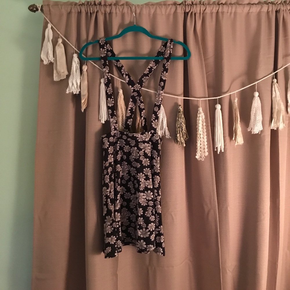 Black floral skirt with built in suspenders