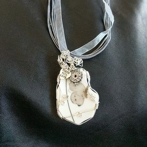 SOLD China plate wrapped in silver plated wire