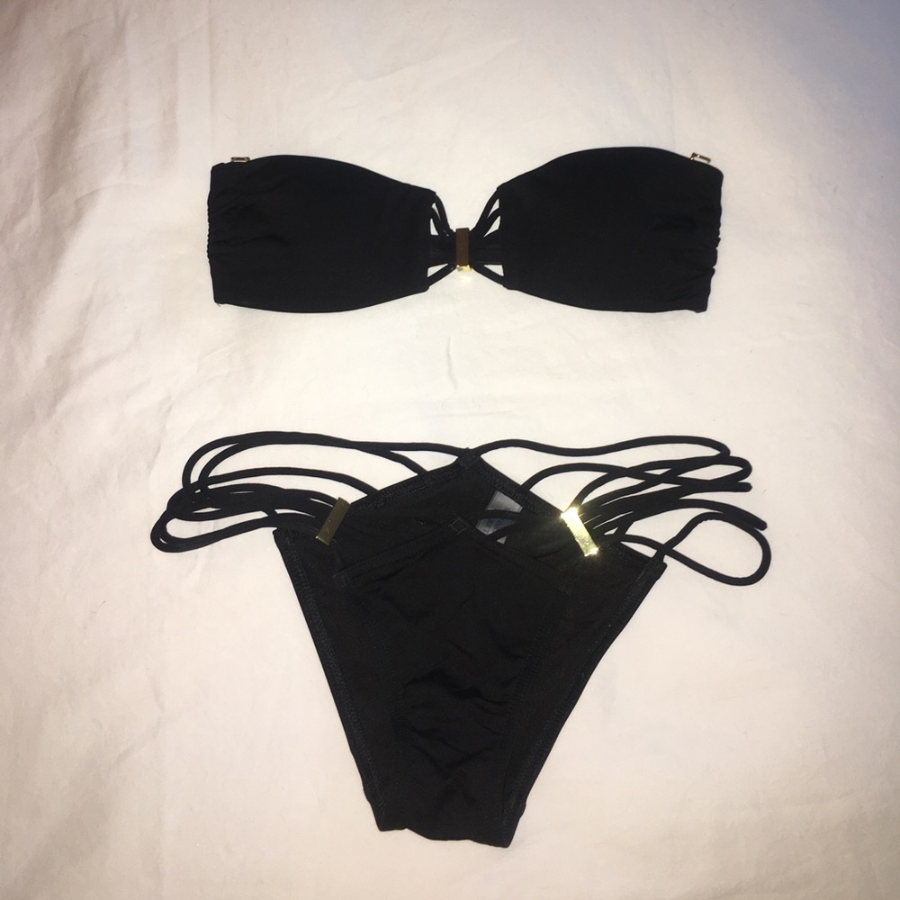 Black Victoria's Secret bikini with gold detail XS