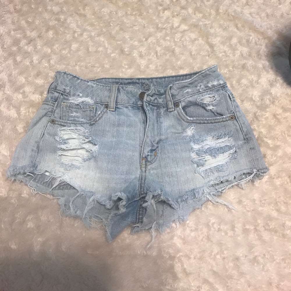 High waisted distressed shorts