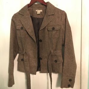 Herringbone Wool Blend Trench Jacket