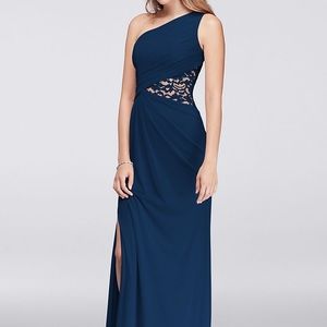 Davids Bridal Lace Marine Bridesmaid dress