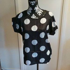 Polka dot chiffon shirt NWT