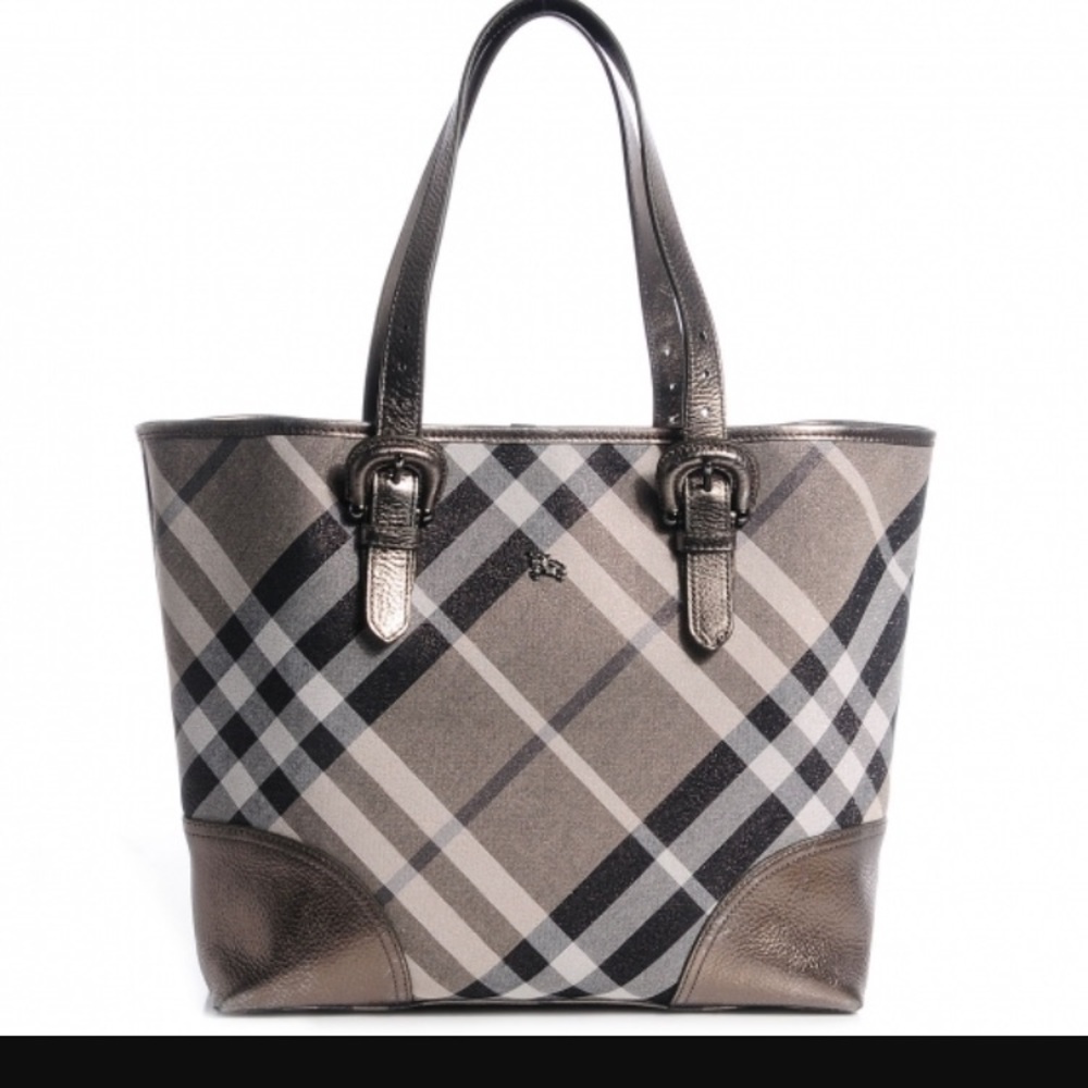 Burberry Shimmer Gray Check Tote