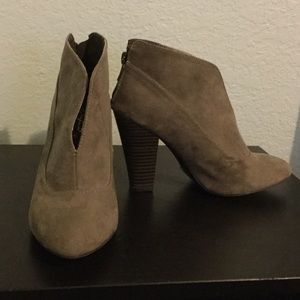 camel faux suede booties