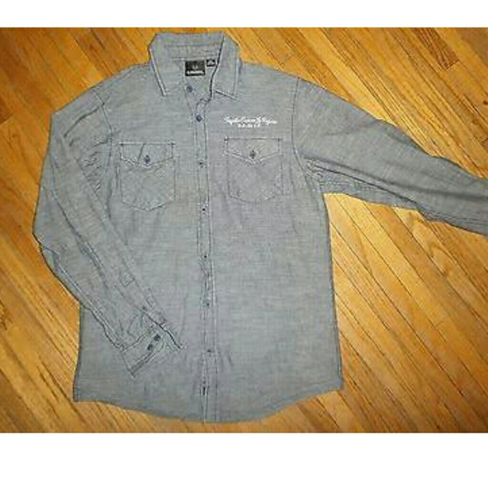JOSE CUERVO LONG SLEEVE DENIM BUTTON UP SHIRT