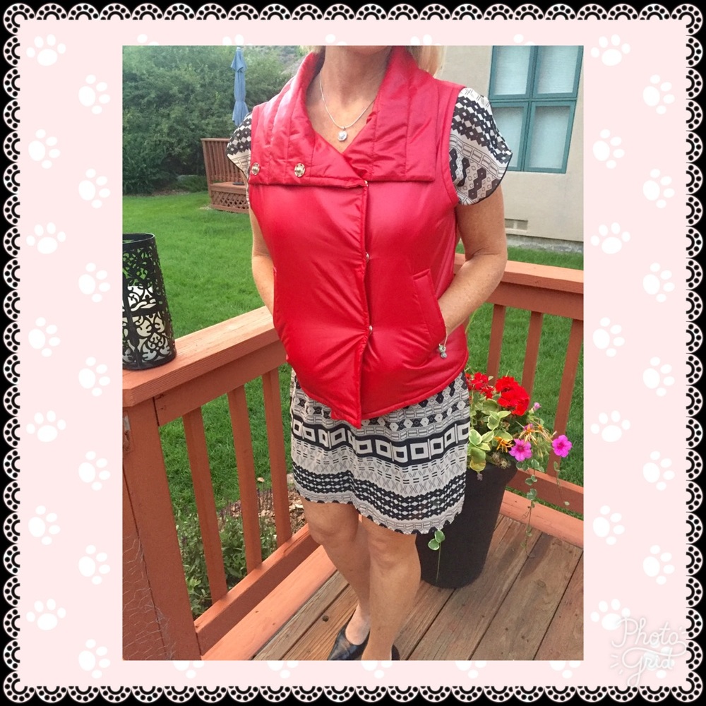 Calvin Klein Cherry Red Puffer Vest
