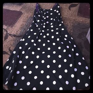 Modern, high neck, cute back polka dot WHBM dress