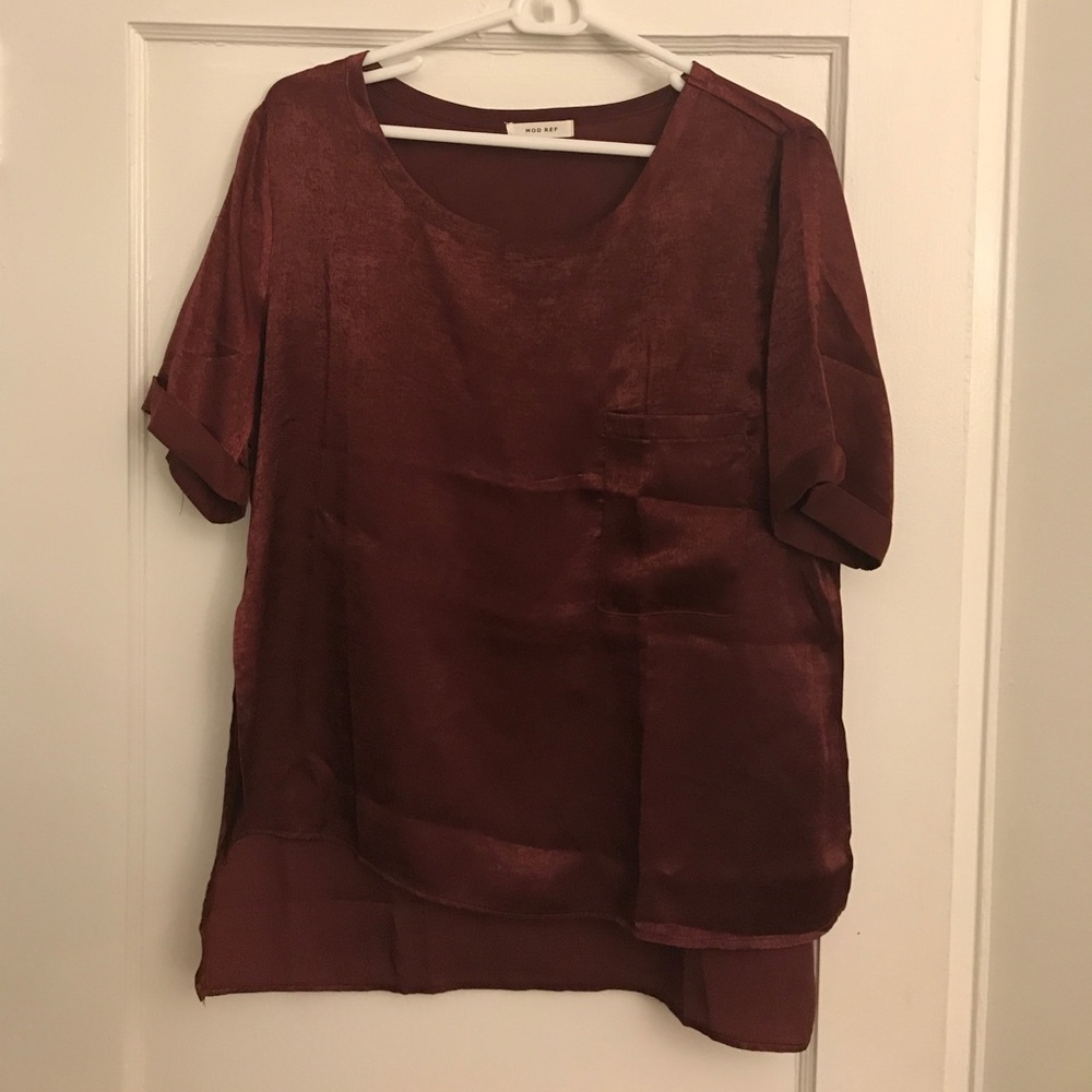 NWOT Oxblood Satin Blouse