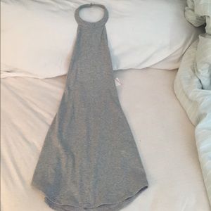 Halter ribbed gray dress