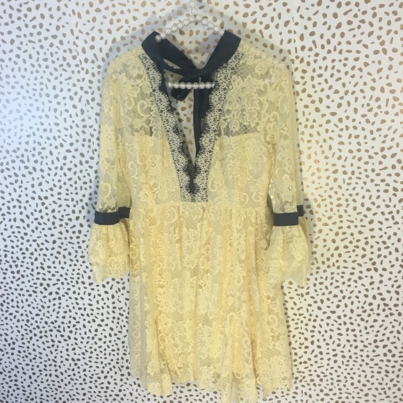 NWOT Free People Gilded Lace Dress - Picture 4 of 7