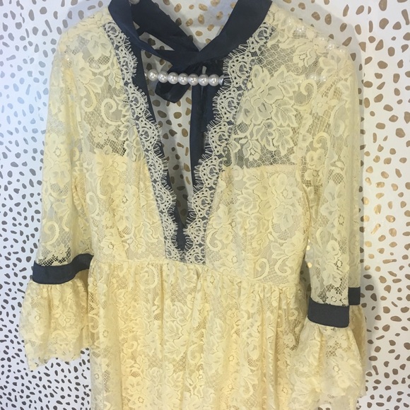 NWOT Free People Gilded Lace Dress - Picture 5 of 7