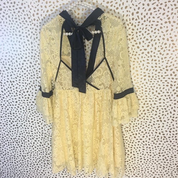NWOT Free People Gilded Lace Dress - Picture 7 of 7