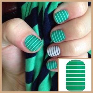 Jamberry nail wraps arcade green white stripe