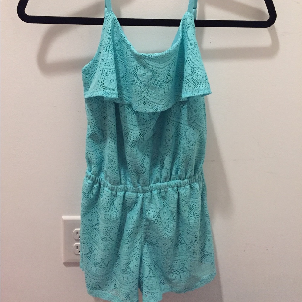 Blue lace romper
