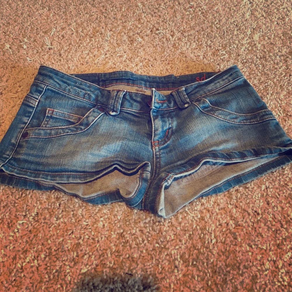 Jean shorts. Heart pockets on butt.