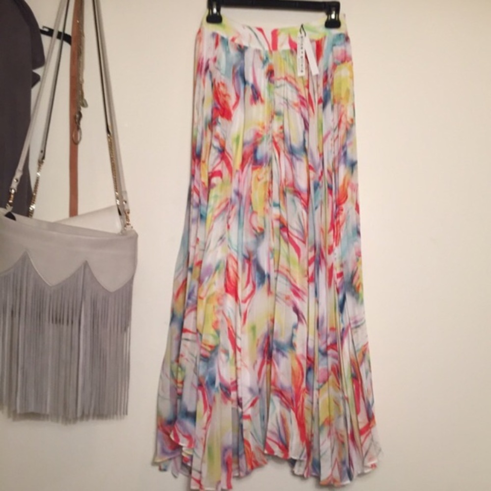 Alice and Olivia multicolor wave maxi skirt size 0