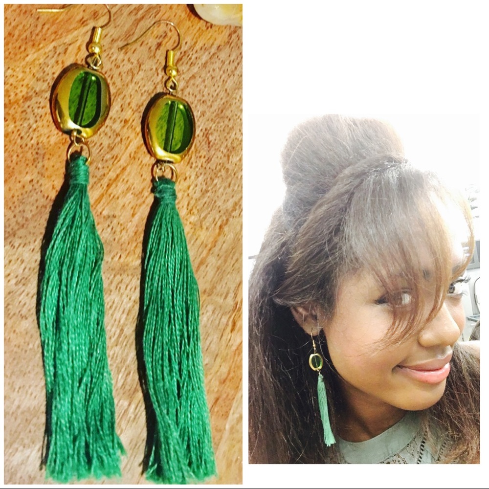 Green Quartz - Tassel Earrings