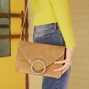 Banana Republic Camel Italian Suede Accordion Bag