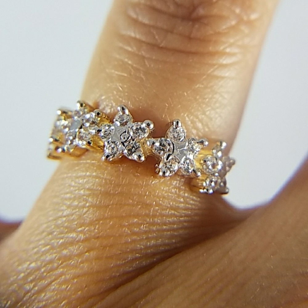 14k Solid Yellow God Star Ring Wedding Band