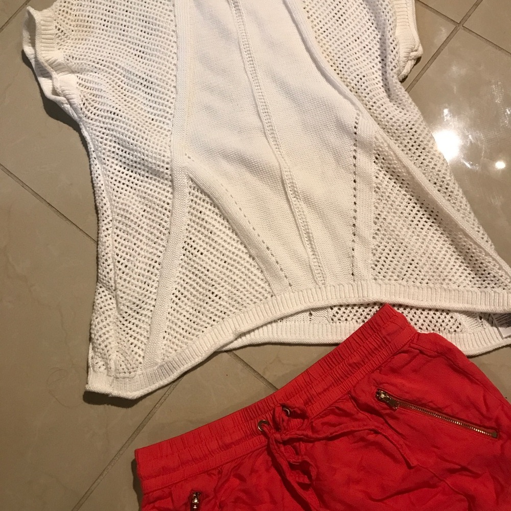 White top & Coral Soft shorts ( bundle price)