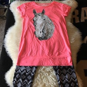 Adorable Justice horse shirt with matching legging