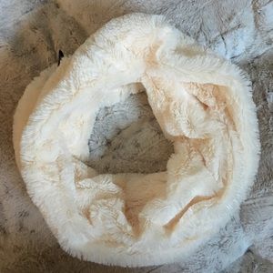 Fluffy white infinity scarf