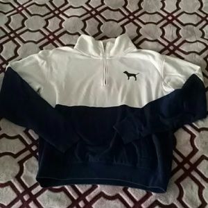 VICTORIA SECRET PINK Quarter Zip Navy/White
