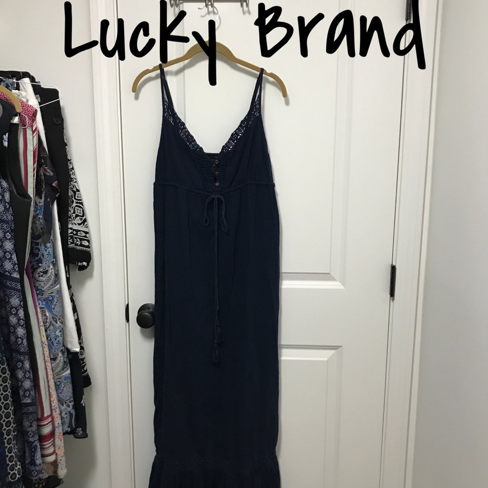 Lucky Brand ruffled dress navy