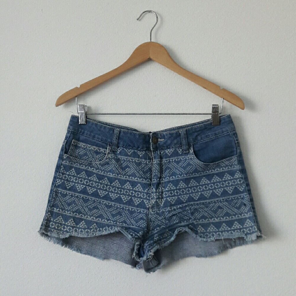 Forever 21 Cut Off Jeans Patterned Shorts