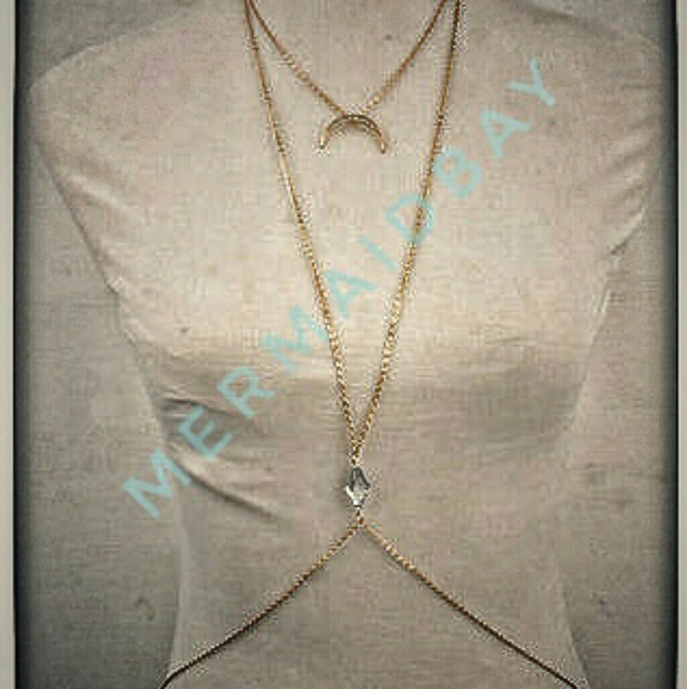 Moon Crystal Body Harness Necklace, Beach, Club - Picture 2 of 3