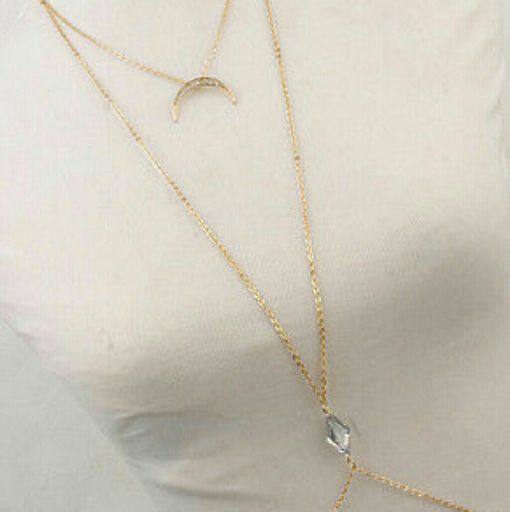 Moon Crystal Body Harness Necklace, Beach, Club - Picture 3 of 3