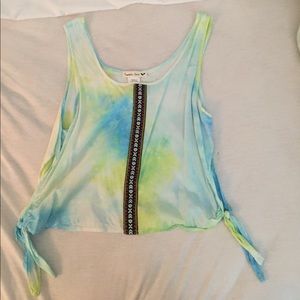 Tie dye tank with Aztec print down the middle
