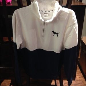 PINK white/navy quarter zip