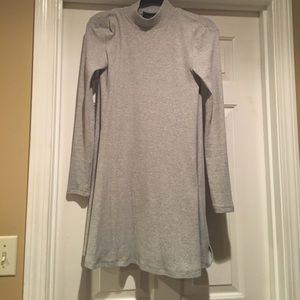 Gray long sleeve high neck dress.