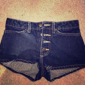American apparel button fly high waisted shorts