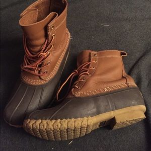LL Bean Boots Tan & Brown Rubber Boots