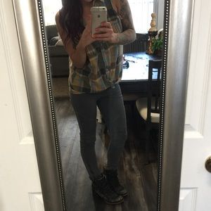 Gray moto skinny jeans