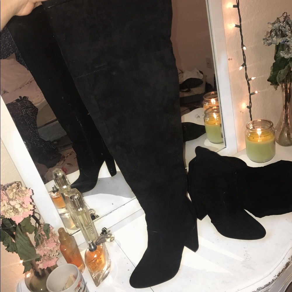 Velvet thigh high sexy boots