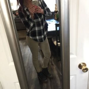 Tan skinny moto jeans