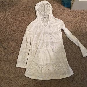 Prana White Hooded Swim Cover up