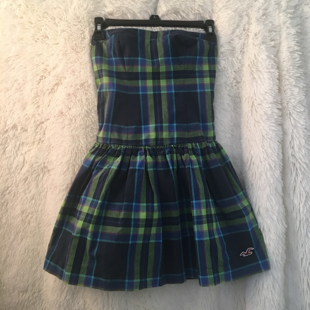 NEW Hollister Strapless Plaid Dress