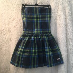 NEW Hollister Strapless Plaid Dress