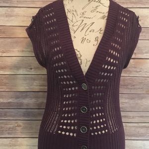 Mudd crop shawl sweater in plum size small