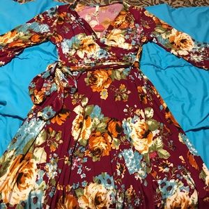 Maternity Floral Wrap Dress