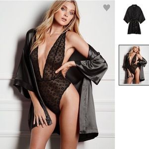 Victoria Secret Black Satin Kimono