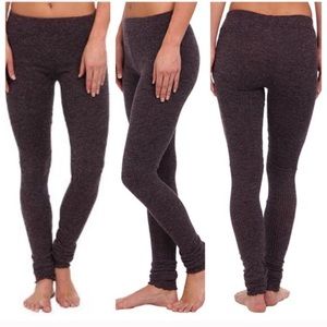 Free People Heathered Knit Leggings in Eggplant