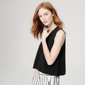 Ann Taylor Black Textured Cropped Sweater Tank XS