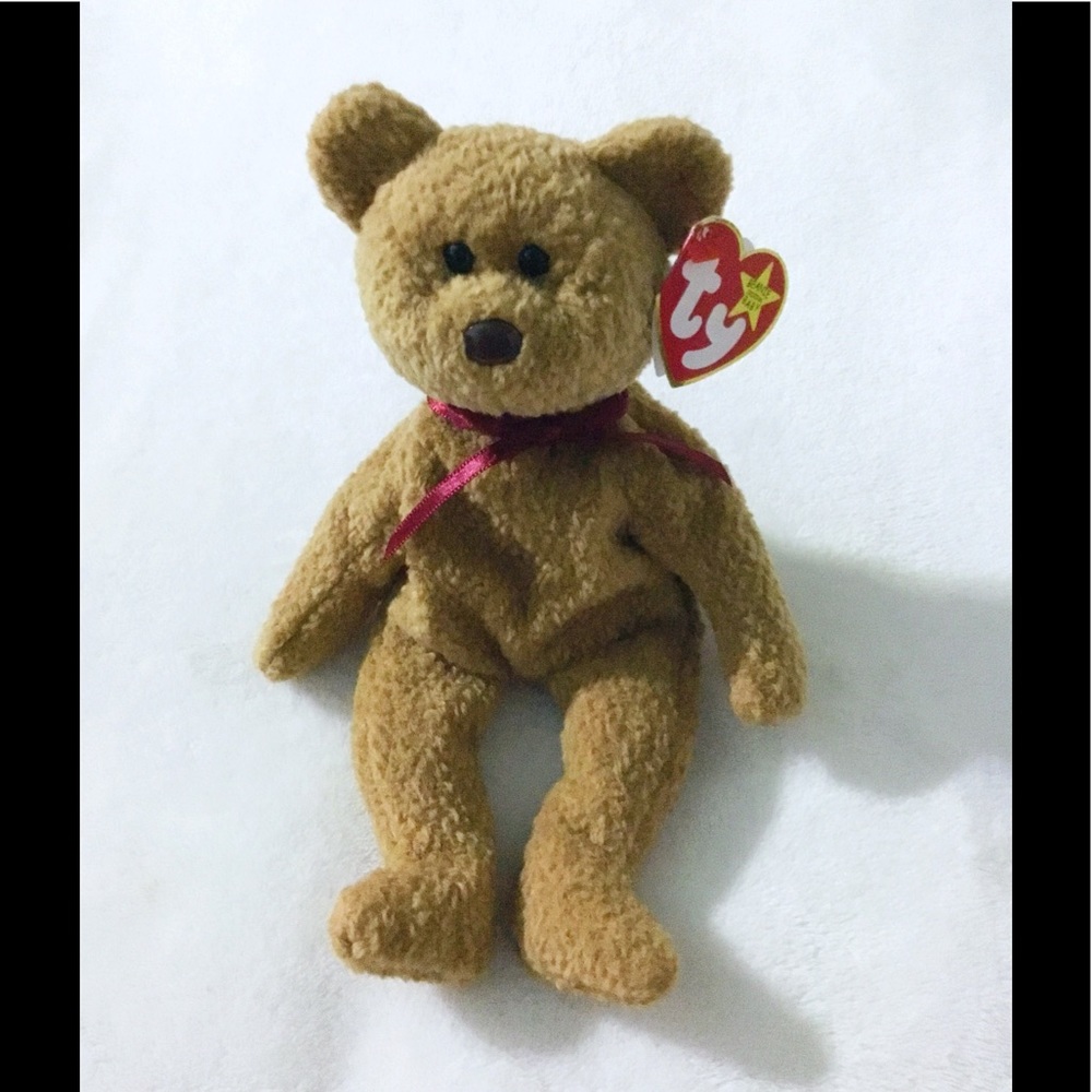 TY Beanie Baby Brown Bear CURLY Plush 🐻🐻